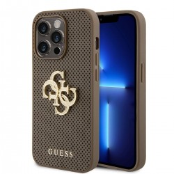 Guess iPhone 15 Pro Hülle Case Cover 4G Glitter Perforated Braun