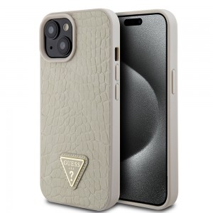 Guess iPhone 15 14 13 Case Triangle Croco Gold