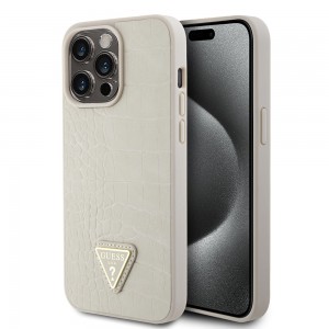 Guess iPhone 15 Pro Max Case Triangle Croco Gold