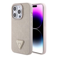 Guess iPhone 15 Pro Max Hülle Case Triangle Croco Beige