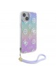 Guess iPhone 15 14 13 Hülle Case Stap Peony Glitter Lila