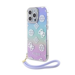 Guess iPhone 15 Pro Max Hülle Case Stap Peony Glitter Violett