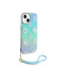 Guess iPhone 15 14 13 Case Stap Peony Glitter Turquoise