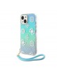 Guess iPhone 15 Plus 14 Plus Case Stap Peony Glitter Turquoise