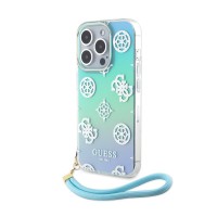 Guess iPhone 15 Pro Case Stap Peony Glitter Turquoise