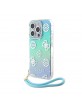 Guess iPhone 15 Pro Case Stap Peony Glitter Turquoise