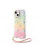 Guess iPhone 15 14 13 Case Stap Peony Glitter Pink