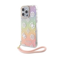 Guess iPhone 15 Pro Hülle Case Stap Peony Glitter Rosa