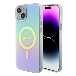 Guess iPhone 15 Plus 14 Plus Case Cover MagSafe IML Iridescent Turquoise