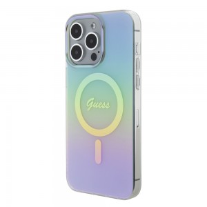 Guess iPhone 15 Pro Max Case Cover MagSafe IML Iridescent Turquoise