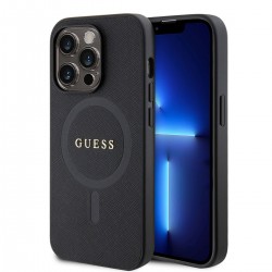 Guess iPhone 15 Pro Case MagSafe Case Cover Saffiano Black