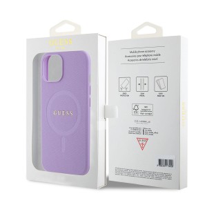 Guess iPhone 14 Hülle Case Cover Saffiano MagSafe Violett