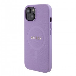 Guess iPhone 15 Hülle Case Cover Saffiano MagSafe Violett