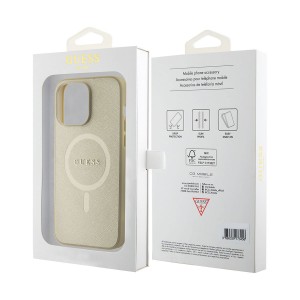 Guess iPhone 14 Pro Max Case Cover Saffiano MagSafe Gold