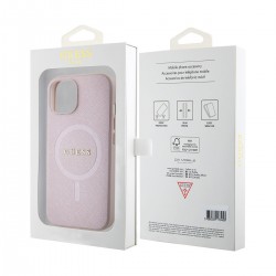 Guess iPhone 14 Case Cover Saffiano MagSafe Pink