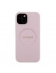 Guess iPhone 15 Hülle Case Cover Saffiano MagSafe Rosa Pink