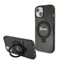 Guess iPhone 15 Plus 14 Plus Hülle Case MagSafe Ring Stand Schwarz