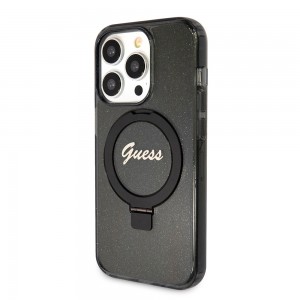 Guess iPhone 15 Pro Case MagSafe Ring Stand Black