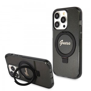 Guess iPhone 15 Pro Max Case MagSafe Ring Stand Black