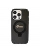 Guess iPhone 15 Pro Max Hülle Case MagSafe Ring Stand Schwarz