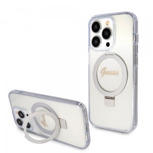 Guess iPhone 15 Pro Max Case MagSafe Ring Stand Transparent