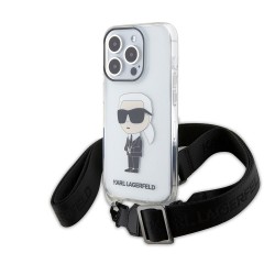 Karl Lagerfeld iPhone 15 Pro Case Ikonik CROSSBODY Transparent