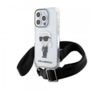 Karl Lagerfeld iPhone 15 Pro Hülle Case Ikonik CROSSBODY Transparent