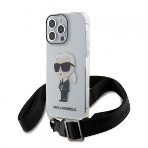 Karl Lagerfeld iPhone 15 Pro Max Hülle Case Ikonik CROSSBODY Transparent