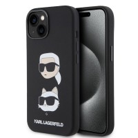 Karl Lagerfeld iPhone 15 14 13 Hülle Case K & C Head Silikon Schwarz