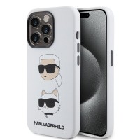 Karl Lagerfeld iPhone 15 Pro Max Hülle Case K & C Head Silikon Weiß