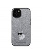 Karl Lagerfeld iPhone 15 14 13 Case Glitter Choupette PIN Silver