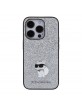 Karl Lagerfeld iPhone 15 Pro Hülle Case Glitter Choupette PIN Silber
