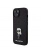 Karl Lagerfeld iPhone 15 14 13 Hülle Case IKONIK FIXED GLITTER Schwarz