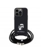 Karl Lagerfeld iPhone 15 Pro Case Crossbody Saffiano Karl Choupette Black