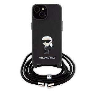 Karl Lagerfeld iPhone 15 Plus Hülle Case Crossbody Saffiano Karl Ikonik Schwarz