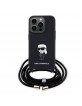 Karl Lagerfeld iPhone 15 Pro Case Crossbody Saffiano Karl Ikonik Black