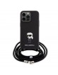 Karl Lagerfeld iPhone 15 Pro Max Hülle Case Ikonik Metal Pin Crossbody Schwarz