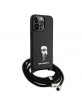Karl Lagerfeld iPhone 15 Pro Max Hülle Case Ikonik Metal Pin Crossbody Schwarz