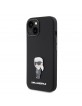 Karl Lagerfeld iPhone 15 14 13 Case Ikonik Metal Pin Silicone Black