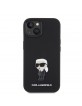 Karl Lagerfeld iPhone 15 14 13 Hülle Case Ikonik Metal Pin Silikon Schwarz