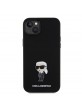 Karl Lagerfeld iPhone 15 Plus / 14 Plus Hülle Case Ikonik Metal Pin Silikon Schwarz
