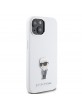 Karl Lagerfeld iPhone 15 14 13 Case Ikonik Metal Pin Silicone White