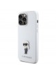 Karl Lagerfeld iPhone 15 Pro Max Case Ikonik Metal Pin Silicone White