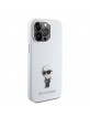 Karl Lagerfeld iPhone 15 Pro Max Hülle Case Ikonik Metal Pin Silikon Weiß