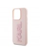 Karl Lagerfeld iPhone 15 Pro Hülle Case Cover 3D Rubber Glitter Rosa Pink