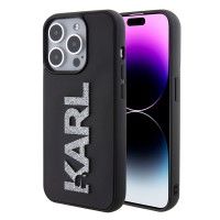 Karl Lagerfeld iPhone 15 Pro Case 3D Rubber Glitter Black