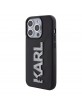Karl Lagerfeld iPhone 15 Pro Hülle Case 3D Rubber Glitter Schwarz