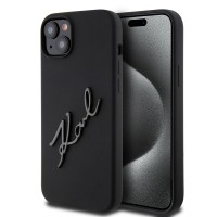 Karl Lagerfeld iPhone 15 Plus 14 Plus Case Signature Silicone Black