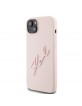Karl Lagerfeld iPhone 15 Plus 14 Plus Hülle Case Signatur Silikon Rosa Pink