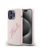 Karl Lagerfeld iPhone 15 Pro Hülle Case Signatur Silikon Rosa Pink
